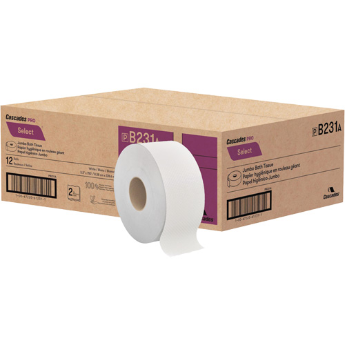 Papier toilette Pro Select, Rouleau G&eacute;ant, 2 Pli, Longueur 750', Blanc Ottawa Fastener Supply