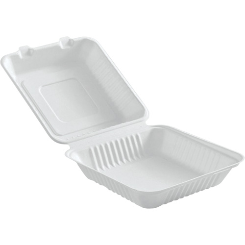 Contenants &agrave; charni&egrave;re pour nourriture compostable, Bagasse, Carr&eacute;e Ottawa Fastener Supply