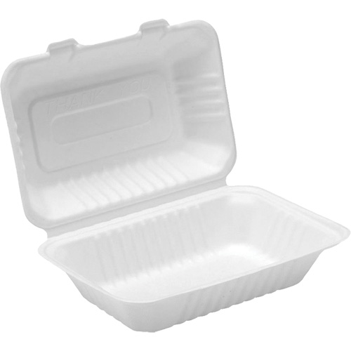 Contenants &agrave; charni&egrave;re pour nourriture compostable, Bagasse, Rectangulaire Ottawa Fastener Supply