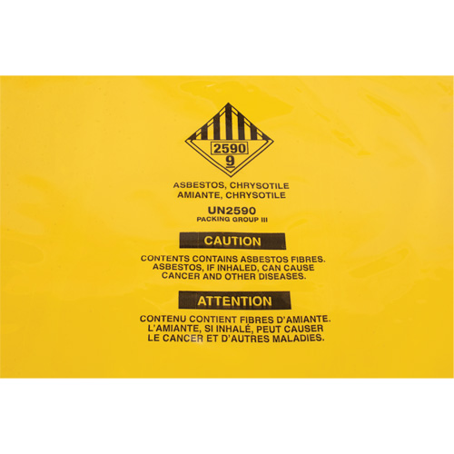 Doublures pour d&eacute;chets dangereux, Amiante, 40" lo x 35" la, 3 mils Ottawa Fastener Supply