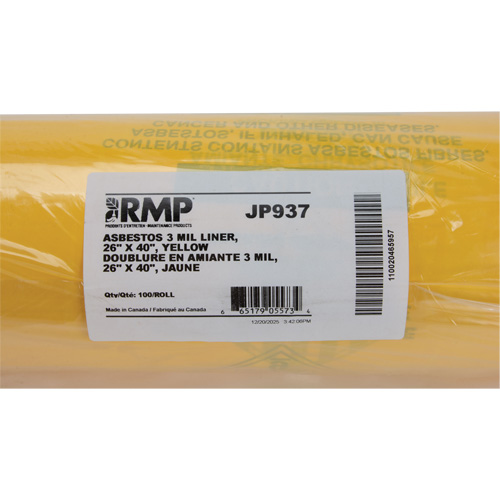 Doublures pour d&eacute;chets dangereux, Amiante, 40" lo x 26" la, 3 mils Ottawa Fastener Supply
