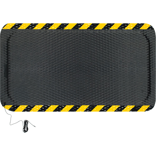 Tapis conductible Hog Heaven, 3' la x 5' lo, 5/8" &eacute;paisseur, Noir/Jaune, Nitrile Ottawa Fastener Supply