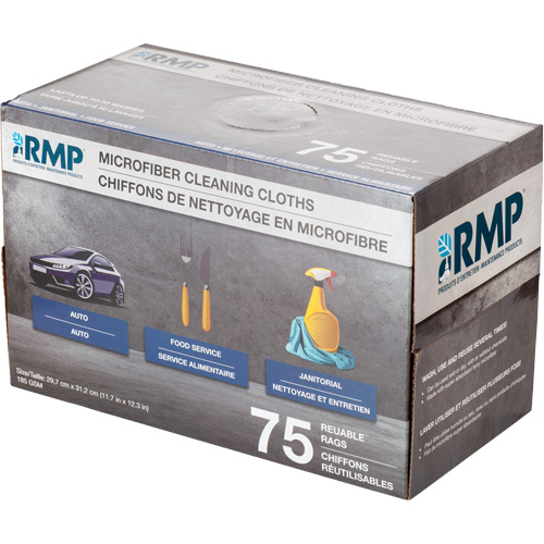 Washable Cleaning Cloths, Microfibre, White Ottawa Fastener Supply