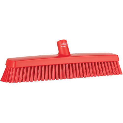 Push Broom Head, Fine/Stiff Bristles, 16-1/2", Polyester/Polypropylene, Red Ottawa Fastener Supply