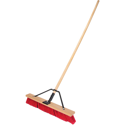 Push Broom with Braced Handle, 24", Medium, PVC Bristles Ottawa Fastener Supply