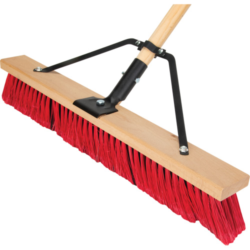 Push Broom with Braced Handle, 24", Medium, PVC Bristles Ottawa Fastener Supply