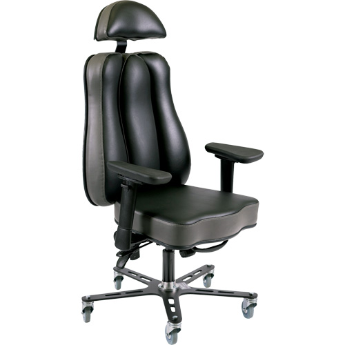 Chaise ergonomique 24 h Synergo II, Vinyle, Noir/gris, Capacit&eacute; 350 lb Ottawa Fastener Supply