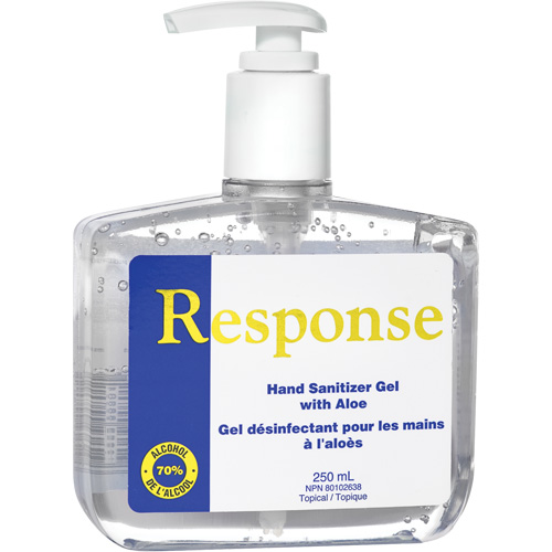 Response&reg; Hand Sanitizer Gel with Aloe, 250 ml, Pump Bottle, 70% Alcohol Ottawa Fastener Supply