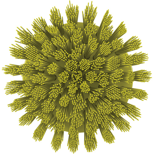 HyDrive Round Drill Brush, Extra Stiff Bristles, 3-1/10" Long, Yellow Ottawa Fastener Supply
