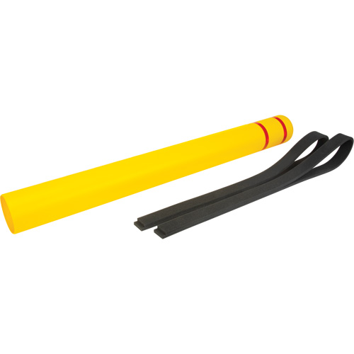 Capuchon en poly&eacute;thyl&egrave;ne pour borne de protection, 4-1/2" dia. x 52" l, Rouge/Jaune Ottawa Fastener Supply