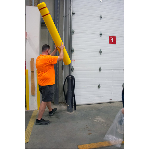 Polyethylene Bollard Cover, 4-1/2" Dia. x 64" L, Red/Yellow Ottawa Fastener Supply