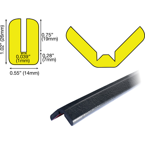 W Profile 1M Edge Protection Bumper Guard, 3.25' Long Ottawa Fastener Supply