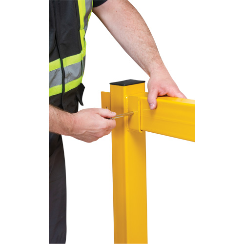 Corner Post for Light-Duty Guard Rails, Steel, 42" H, Safety Yellow Ottawa Fastener Supply