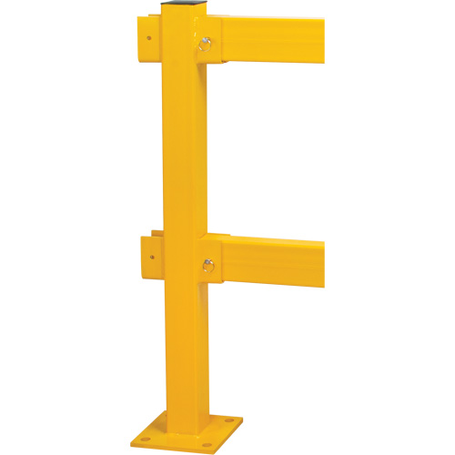 Poteau en ligne pour garde-corps l&eacute;gers, Acier, 42" h, Jaune s&eacute;curit&eacute; OSHA Ottawa Fastener Supply