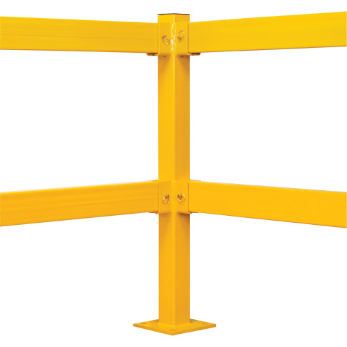 Corner Post for Light-Duty Guard Rails, Steel, 42" H, Safety Yellow Ottawa Fastener Supply