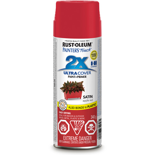 Painter's Touch&reg; Ultra Cover Paint, Apple Red, Satin, Aerosol Can Ottawa Fastener Supply