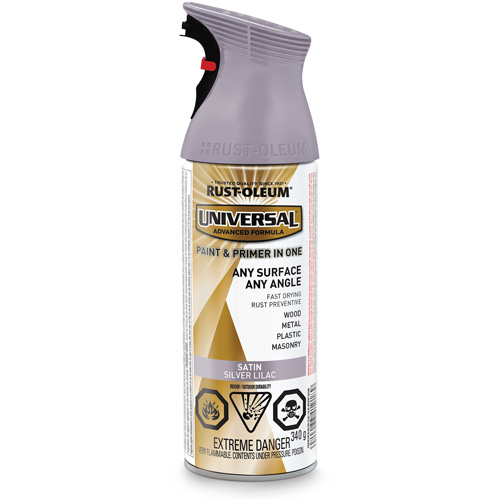 Universal&reg; Enamel Paint & Primer In One, Silver Lilac Purple, Satin, Aerosol Can Ottawa Fastener Supply