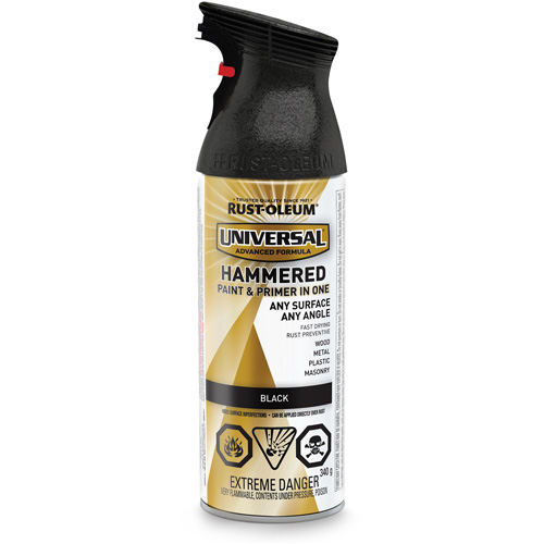 Universal&reg; Paint & Primer In One Spray Paint, Black, Hammered, Aerosol Can Ottawa Fastener Supply