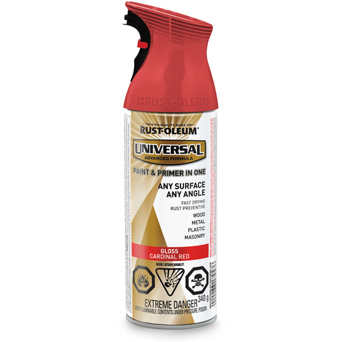 Universal&reg; Enamel Paint & Primer In One, Cardinal Red, Gloss, Aerosol Can Ottawa Fastener Supply