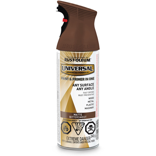 Universal&reg; Enamel Paint & Primer In One, Bittersweet Brown, Matte, Aerosol Can Ottawa Fastener Supply