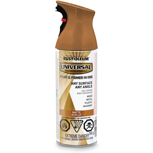 Universal&reg; Enamel Paint & Primer In One, Burlap Brown, Matte, Aerosol Can Ottawa Fastener Supply