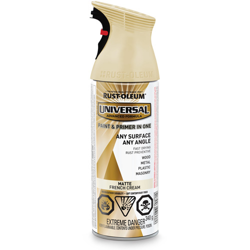 Universal&reg; Enamel Paint & Primer In One, French Cream White, Matte, Aerosol Can Ottawa Fastener Supply