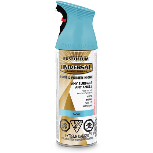 Universal&reg; Enamel Paint & Primer In One, Aqua Blue, Satin, Aerosol Can Ottawa Fastener Supply