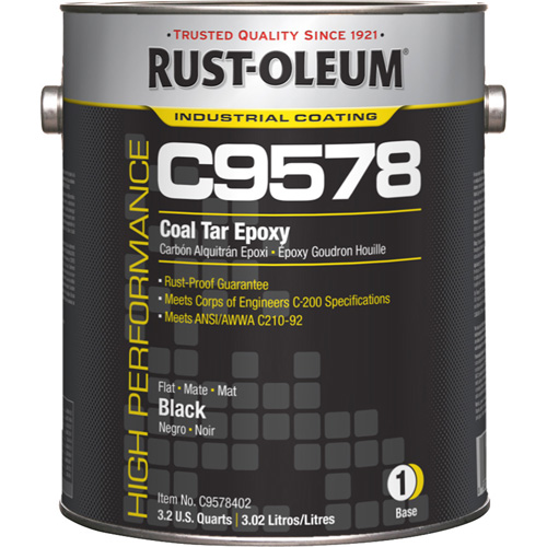 Composant de base pour rev&ecirc;tement &eacute;poxydique &agrave; base de goudron de houille et &agrave; haute teneur en solides du syst&egrave;me C9578, Noir, Gallon Ottawa Fastener Supply