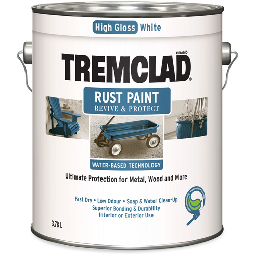 Tremclad&reg; Water-Based Rust Paint, 3.78 L, Gallon, White Ottawa Fastener Supply