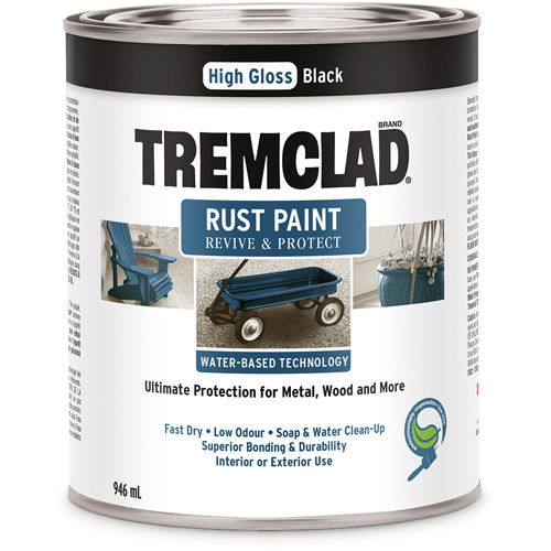 Peinture antirouille &agrave; base d'eau Tremclad, 946 ml, Canette, Noir Ottawa Fastener Supply
