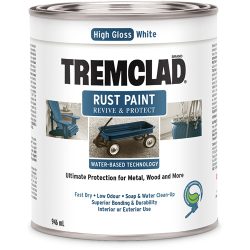 Peinture antirouille &agrave; base d'eau Tremclad, 946 ml, Canette, Blanc Ottawa Fastener Supply