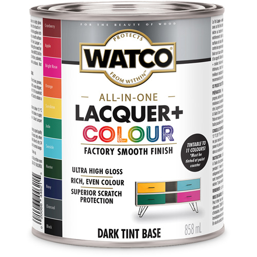 Watco&reg; All In One Lacquer + Colour Dark Tint Base, 946 ml, Dark Tint Base, High-Gloss Ottawa Fastener Supply