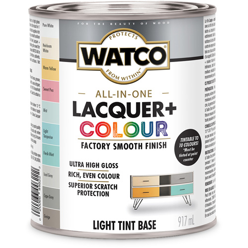 Watco&reg; All In One Lacquer + Colour Light Tint Base, 946 ml, Light Tint Base, High-Gloss Ottawa Fastener Supply