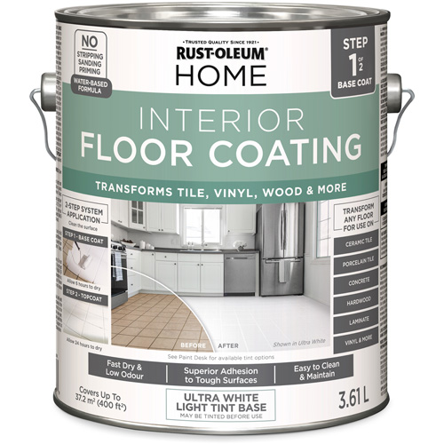 Couche de fond pour syst&egrave;me de rev&ecirc;tement de plancher int&eacute;rieur &agrave; la maison, 3,61 L, &agrave; l'eau, Tr&egrave;s mat, Base &agrave; teinter/Blanc Ottawa Fastener Supply