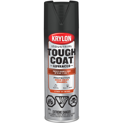 Peinture industrielle &agrave; chaleur &eacute;lev&eacute;e Tough Coat Advanced, Noir haute temp&eacute;rature, Plat, 425 g, Canette a&eacute;rosol Ottawa Fastener Supply