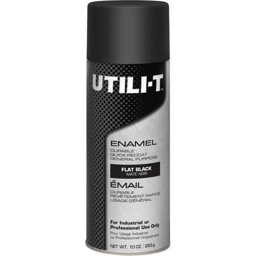 UTILI-T General Purpose Enamel Spray Paint, Black, Flat, 10 oz./283 g, Aerosol Can Ottawa Fastener Supply