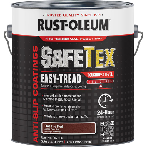 SafeTex&reg; Easy-Tread Acrylic Coating, 1 gal., Water-Based, Flat/Textured, Red Ottawa Fastener Supply