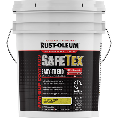 SafeTex&reg; Easy-Tread Acrylic Coating, 4 gal., Water-Based, Flat/Textured, Yellow Ottawa Fastener Supply