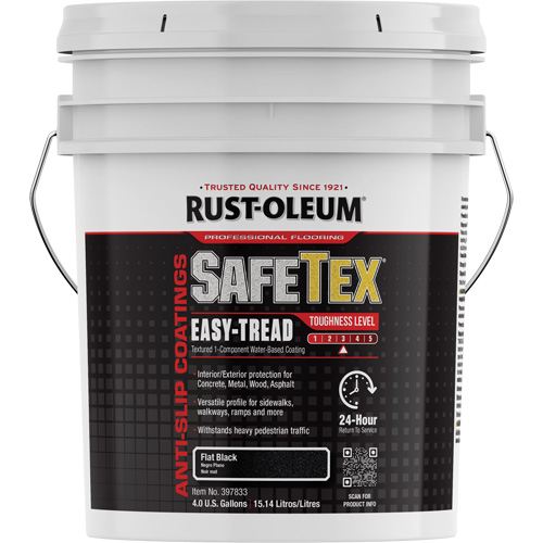 SafeTex&reg; Easy-Tread Acrylic Coating, 4 gal., Water-Based, Flat/Textured, Black Ottawa Fastener Supply