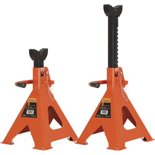 856A Jack Stands, Locking Handle/Ratchet, 6 Ton(s) Capacity, 15-1/2" - 24" H Ottawa Fastener Supply
