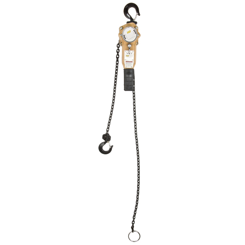 Heavy Duty Gold Series Lever Chain Hoist, 5' Lift, 500 lbs. (0.25 tons) Capacity, Alloy Steel Chain Ottawa Fastener Supply