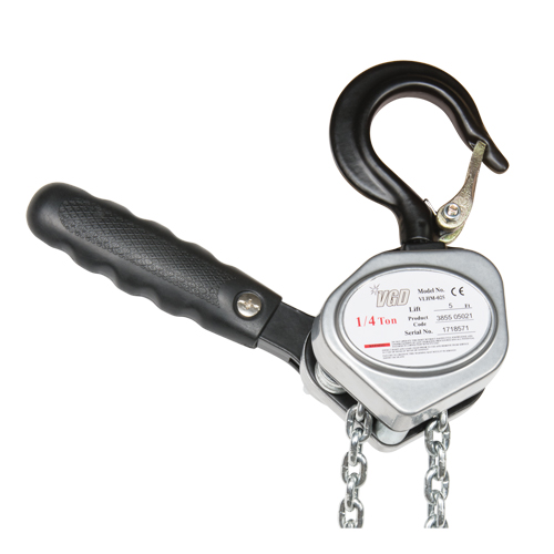 Mini Lever Hoist, 5' Lift, 500 lbs. (0.25 tons) Capacity, Zinc Plated Chain Ottawa Fastener Supply