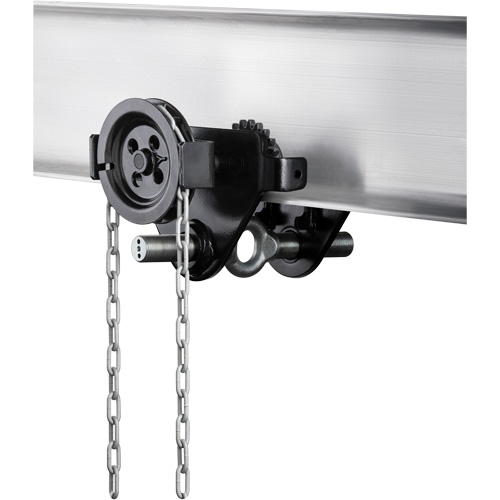 HTG Geared Clevis Trolley, 4409 lbs. (2 tons) Capacity, 2-39/64" - 8-43/64" Ottawa Fastener Supply