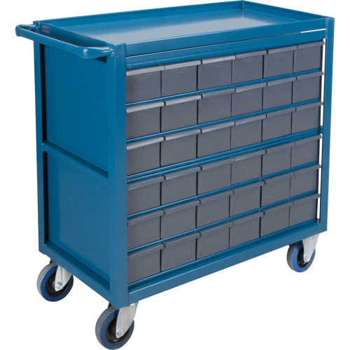 Chariot &agrave; tablette avec tiroir, 1200 lb Capacit&eacute;, Acier, 18" x la, 35" x ha, 36" p, Roues en Caoutchouc, Enti&egrave;rement soud&eacute;, 36 tirroirs Ottawa Fastener Supply