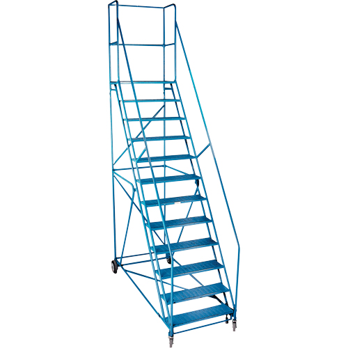 CSA-Certified Rolling Step Ladder with Locking Step, 12 Steps, 30" Step Width, 109" Platform Height, Steel Ottawa Fastener Supply