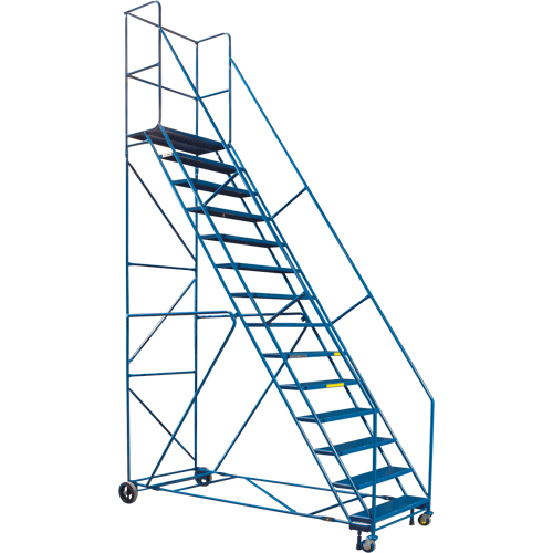 CSA-Certified Rolling Step Ladder with Locking Step, 14 Steps, 30" Step Width, 128" Platform Height, Steel Ottawa Fastener Supply