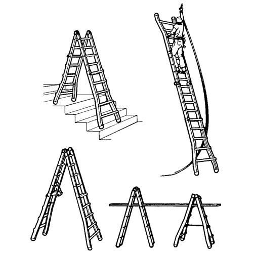 Industrial Extra Heavy-Duty Multi-Purpose Jaws Telescopic Ladders, 9' - 15', Aluminum, 300 lbs., CSA Grade 1A Ottawa Fastener Supply