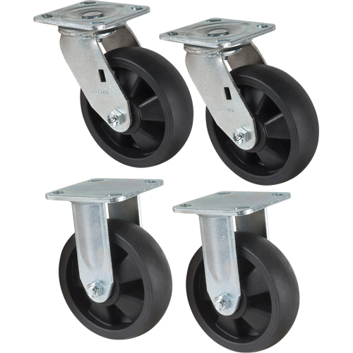 Jeu de roulettes, Fixe/Pivotant, 6" (152,4 mm), Nylon, 2400 lb (1089 kg) Ottawa Fastener Supply