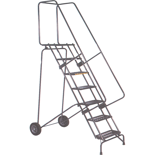 Fold-N-Store Rolling Ladders, 6 Steps, Perforated, 60" High Ottawa Fastener Supply