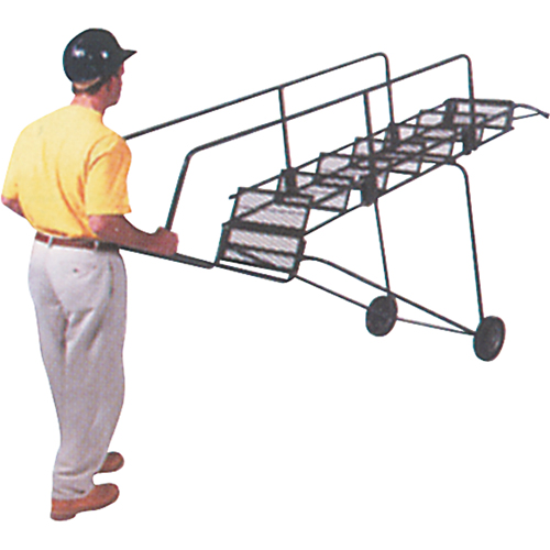 Fold-N-Store Rolling Ladders, 6 Steps, Perforated, 60" High Ottawa Fastener Supply
